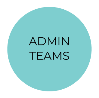 Circle with text admin teams